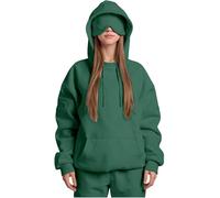 Airplane Mode Travel Hoodie with Eye Mask, Travel Hoodie with Secret Pockets Womens, Sweatshirt Pullover for Flying Sleeping, Wearable Blanket Hoodies for Men Women Sleep (Green,XXL)