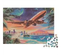 Airplane Over Tropical City 100% Recycled Cardboard Sci-fi Landscape 1000Pc Jigsaw for Adults Challenging & Brainteasing 70x50cm/1000pcs