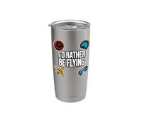 Airplane Pilot Aviator I'd Rather Be Flying Bicchiere termico in acciaio inox doppia parete