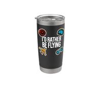 Airplane Pilot Aviator I'd Rather Be Flying Bicchiere termico in acciaio inox doppia parete