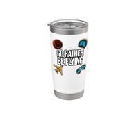 Airplane Pilot Aviator I'd Rather Be Flying Bicchiere termico in acciaio inox doppia parete