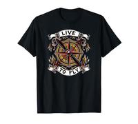 Airplane Pilot Live To Fly Aviation Compass Art Maglietta