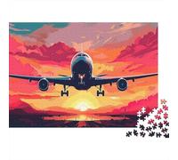 Airplane Sunset Flight Colourful Sunset Airplane 1000 Pieces Puzzle for Adults Unique Classic Educational Games 70x50cm/1000pcs