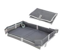 Airplane Table Cover, Foldable Travel Tray with Storage Pockets and Snack Desk Surfaces, Compact Size, Perfect for Road Trip, Flights, Trains, Boys Girls Kids Preschool Vacation Travel, 39x27x6cm Gray