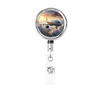 Airplanes are Soaring - Porta badge retrattile in metallo resistente. Estensibile e regolabile, resistente all'usura