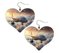 Airplanes are soaring Prints Eleganti orecchini a forma di cuore leggeri accessori da donna perfetti per feste e San Valentino.