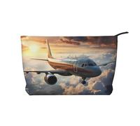 Airplanes are Soaring - Trousse per cosmetici in velluto a coste alla moda, chiusura a cerniera, adatta per viaggi, campeggio e uso quotidiano