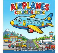 Airplanes Coloring Book: Passenger Planes, Fighter Jets, Helicopters, Airport Trucks and Runway Scenes Easy Coloring Pages with Bold Thick Lines for Kids