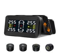 Airpuxem TPMS Sistema di Monitoraggio della Pressione dei Pneumatici 4/2 Modalità Ruota con Staffa Rimovibile 0,01 Bar Solar TPMS con 6 Alarm-Modus, 4 Esterni Sensori Pressione Pneumatici per 21-87Psi