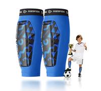 AIRSFISH Parastinchi bambini calcio - Attrezzatura da calcio ultra leggera per ragazzi e ragazze, con PU Shock Core & Grip in silicone, parastinchi traspirante per calcio