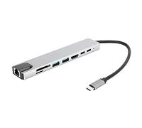Airshi Adattatore per Docking Station di Tipo C, Docking Station 8 in 1, Ricarica Rapida da Tipo C a 4K Portatile per PC Portatile
