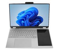 Airshi Laptop 15,6 Pollici Riconoscimento delle Impronte Digitali 1920x1080 Tastiera Retroilluminata a Doppio Schermo Computer Portatili 100-240 V per la Casa (16GB+512GB Spina UE)