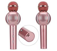 Airshi Microfono Wireless, Microfono con Mirroring del Suono, Microfono a Forte compatibilità, per Telefono Karaoke (Oro rosa)
