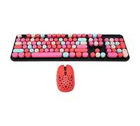 Airshi Mouse, Tastiera e Mouse Combinati 3 DPI modalità Wireless 2.4G Regolabile per Il Gioco (Colore Misto Rosso)