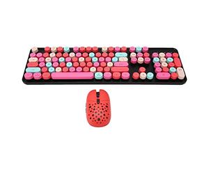 Airshi Mouse, Tastiera e Mouse Combinati 3 DPI modalità Wireless 2.4G Regolabile per Il Gioco (Colore Misto Rosso)