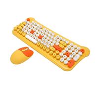 Airshi Set Tastiera e Mouse Wireless, Tastiera e Mouse di Colore Diverso, Sospensione Automatica, Plug And Play Reattivo per 98 7 8 10 11 2000 (Giallo)