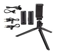 Airshi Sistema di Microfono Lavalier, Microfono a Condensatore Wireless per Vlogging Portatile Omnidirezionale a Distanza di 100 Piedi Cardioide per Fotocamere