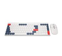 Airshi Tastiera Mouse, Tastiera Mouse da 2,4 GHz Combo Tasti Rotondi Tipo C Ricarica Ergonomica per Telefono (Bianco Blu)