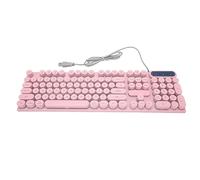 Airshi Tastiera per Computer, Tastiera da Gioco Cablata USB Ergonomica Retroilluminata a 104 Tasti per Computer Portatile (Rosa)