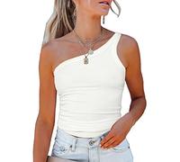 Airshi Top Monospalla da Donna, Canotta da Donna Lavorata a Maglia Erogena Elasticizzata Media per L'Estate (#7)