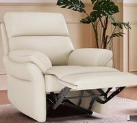 AIRSKY Poltrona Relax in Pelle Reclinabile Manuale Poltrone per Anziani Poltrona Ergonomica da Soggiorno con Poggiapiedi Inclinabile Adatta per Home Theater e Camere da Letto (beige)