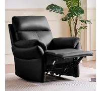 AIRSKY Poltrona Relax in Pelle Reclinabile Manuale Poltrone per Anziani Poltrona Ergonomica da Soggiorno con Poggiapiedi Inclinabile Adatta per Home Theater e Camere da Letto (nero)