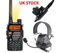 Airsoft 2 Modi Radio Set Kit Baofeng Uv-5R Cuffie Peltor Sordin Comtac Nero