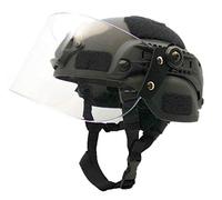 Airsoft MICH 2000 ACH Casco tattico con visiera trasparente NVG Mount e guida laterale (nero)