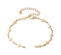 Airssory 10 pezzi di colore dorato a tema croce in acciaio inox 304 braccialetti a catena con crocifisso religioso semi-finito braccialetto per gioielli fai da te stringa da polso cavigliera