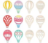 Airssory 30 pezzi 6 stili di mongolfiera in legno grezzo non finito a tema viaggio fette di legno vuote per stampa fai da te decorazioni artigianali decorazioni per la casa