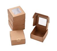 Airssory 30 scatole di carta per caramelle da 8 x 8 cm, con finestra trasparente, quadrate, scatole regalo per torte e biscotti, piccole confezioni artigianali