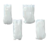 Airssory 4 stampi in silicone a forma di animale per candele a forma di gatto, cane, coniglio, cartoni animati, per feste fai da te, resina epossidica, cera, gesso, decorazioni artigianali