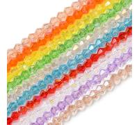 Airssory 850 perline in vetro bicono sfaccettato, 10 colori, 4 mm, trasparenti, a rombo, perline distanziali per gioielli fai da te, bracciali, collane, orecchini, artigianato, borse, portachiavi