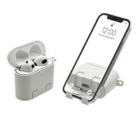 AirStand - Custodia per AirPods 3 con supporto invisibile per il telefono, compatibile con AirPods serie 3, custodia antiurto a protezione totale con moschettone portachiavi (Bianca)