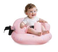 AirSwim Sedia gonfiabile per bambini dai 3 mesi in su, seggiolino con cintura di sicurezza e pompa integrata, sedia gonfiabile semplificata, seggiolini per bambini per sedersi, fragola