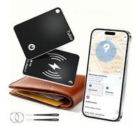 AirTag Card, Wallet Tracker Card Compatibile Apple Dov'è (solo iOS), Buletooth localizzatore IP68 Resistente, Smart Tag per Valigie, Portafoglio, Borse, Bagagli, Passaporto, Nero 2 Pezzi