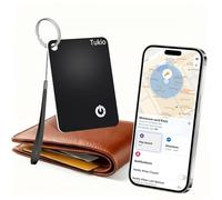 AirTag Card, Wallet Tracker Card Compatibile Apple Dov'è (solo iOS), Buletooth localizzatore IP68 Resistente, Smart Tag per Valigie, Portafoglio, Borse, Bagagli, Passaporto, Nero 1Pezzi