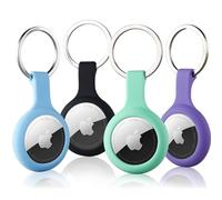 ThingsBag AirTag Portachiavi Custodia, 4 Pezzi Air Tag Tracker Porta Cover Compatibile con Apple GPS Locator, Silicone Leggeri iTag GPS Locator Anello Copertura Protettiva Organizzatore Accessori