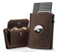 Airtag Wallet Portafoglio da uomo Smart Airtag con scomparto per monete, protezione RFID e capacità per oltre 10 carte di credito, design MagSnap (Marrone rossastro)
