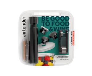 Airtender - Food & Wine Blister Pack - Set sottovuoto per bicchieri e bottiglie - Conservazione degli alimenti - Contenitore sottovuoto