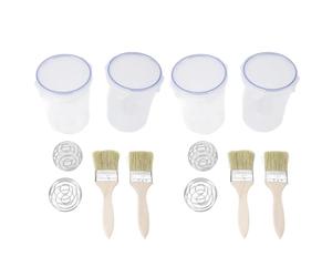 Airtight Paint Storage Containers with Mixing Balls & Brushes | 1000ml Leak - Proof Paint Cups for Leftover Paint/Touch Up Work/DIY | 4 - Piece Set, Transparent with Scale