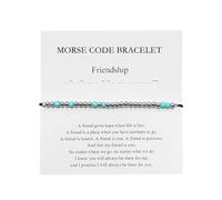 AIRTILY 1 braccialetto con codice Morse, braccialetto intrecciato, impermeabile, regolabile, braccialetto dell'amicizia, adatto per la tua migliore amica, adatto per compleanni, Natale
