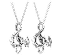 AIRTILY 2 collane con drago d'argento, collana con note musicali, da uomo, con ciondolo a forma di drago, vintage, da uomo, collana dell'amicizia, adatto per ragazzi e ragazze