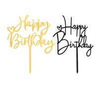AIRTILY 2 Pezzi di Inserti di Cartoline di Buon Compleanno, Decorazioni per Torte, Inserti di Carte Semplici E Versatili E Esigenze di Decorazione Posteriore (Nero, Oro).