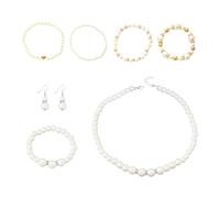 AIRTILY 4 Pezzi di Braccialetti di Perle Dorate, 3 Set di Gioielli di Perle, Braccialetti A Forma di Amore, Braccialetti di Nozze per Feste, Accessori per Costumi da Ballo, Gioielli.