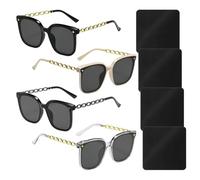 AIRTILY 4 Pezzi Di Occhiali Da Sole Di Grandi Dimensioni E 4 Occhiali Di Stoffa, Cornice Di Tendenza Retrò, Effetto Di Protezione Uv, Accessori Di Tendenza Per Le Vacanze.