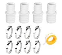 AIRTILY Adattatore di Tubi Flessibili da 4 Membri, Clip di Fissazione del Tubo Flessibile in 8 Parti E 1 Rotolo di Cinture di Materie Prime, Accessori per Tubi, Adatti per Giardini, Piscine, Acquari.