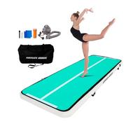 AirTrack Nordic Home 8 m Special Edition con pompa ad aria, tappetino da ginnastica gonfiabile, per ginnastica, yoga, resistente e facile da trasportare, tappetino sportivo Air Track menta/argento
