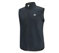 Airtracks Gilet da ciclismo da uomo, funzionale Pro Line, gilet da corsa, leggero, antivento, impermeabile, riflettente, Nero , L