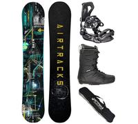 Airtracks Snowboard Set Tavola Data Zero Rocker Wide Uomo + Attacchi Master + Scarponi + Sacca Nuovi 150 155 160 164 cm